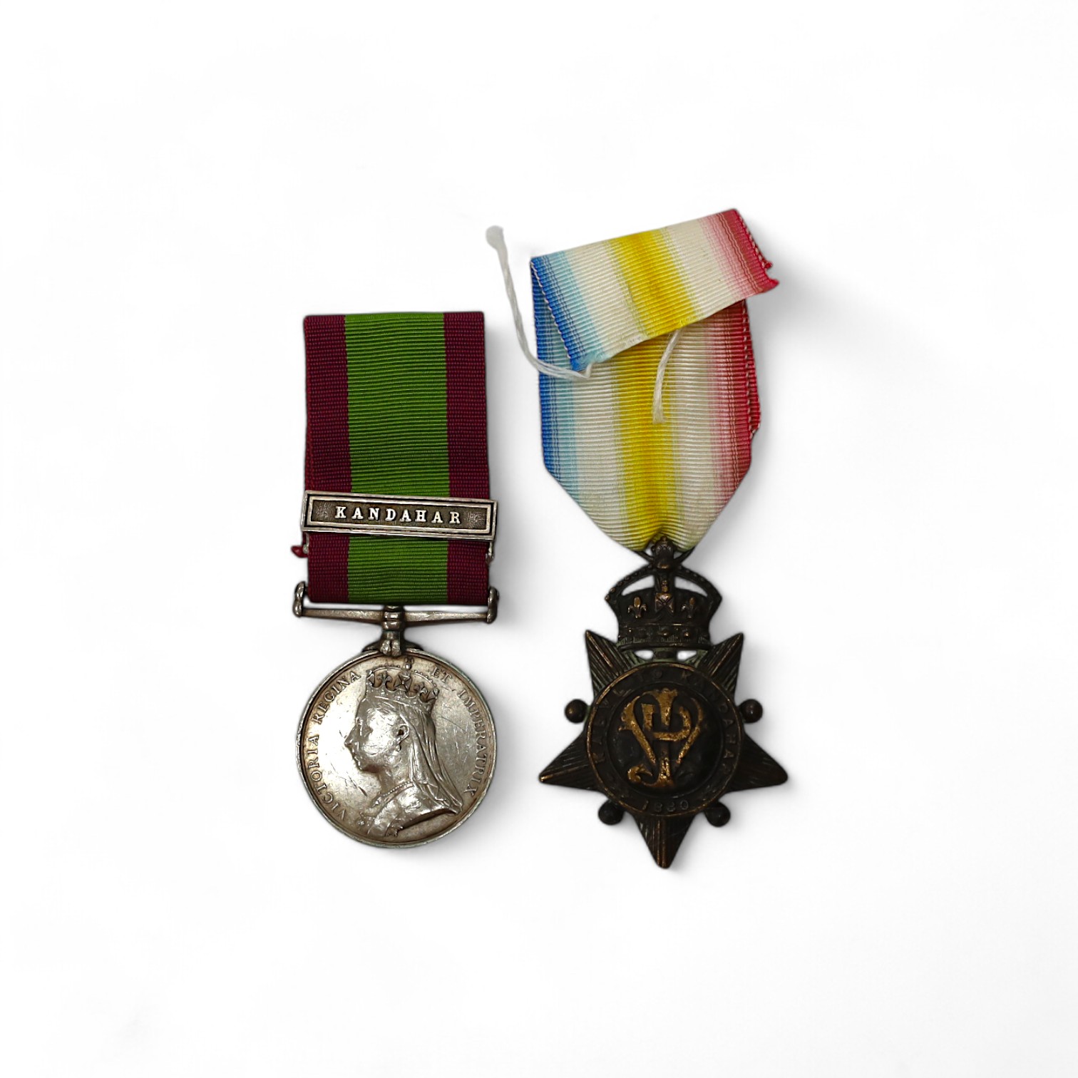 An Afghanistan Medal 1881 with Kandahar clasp to Sowah Singh ..10th Bengal. and a Kabul to Kandahar Star, unnamed as issued.